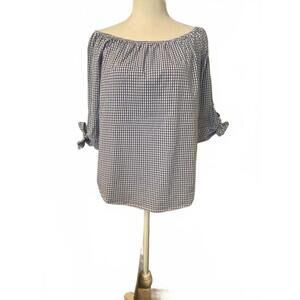 La Fée Maraboutée Off-Shoulder Gingham Top
